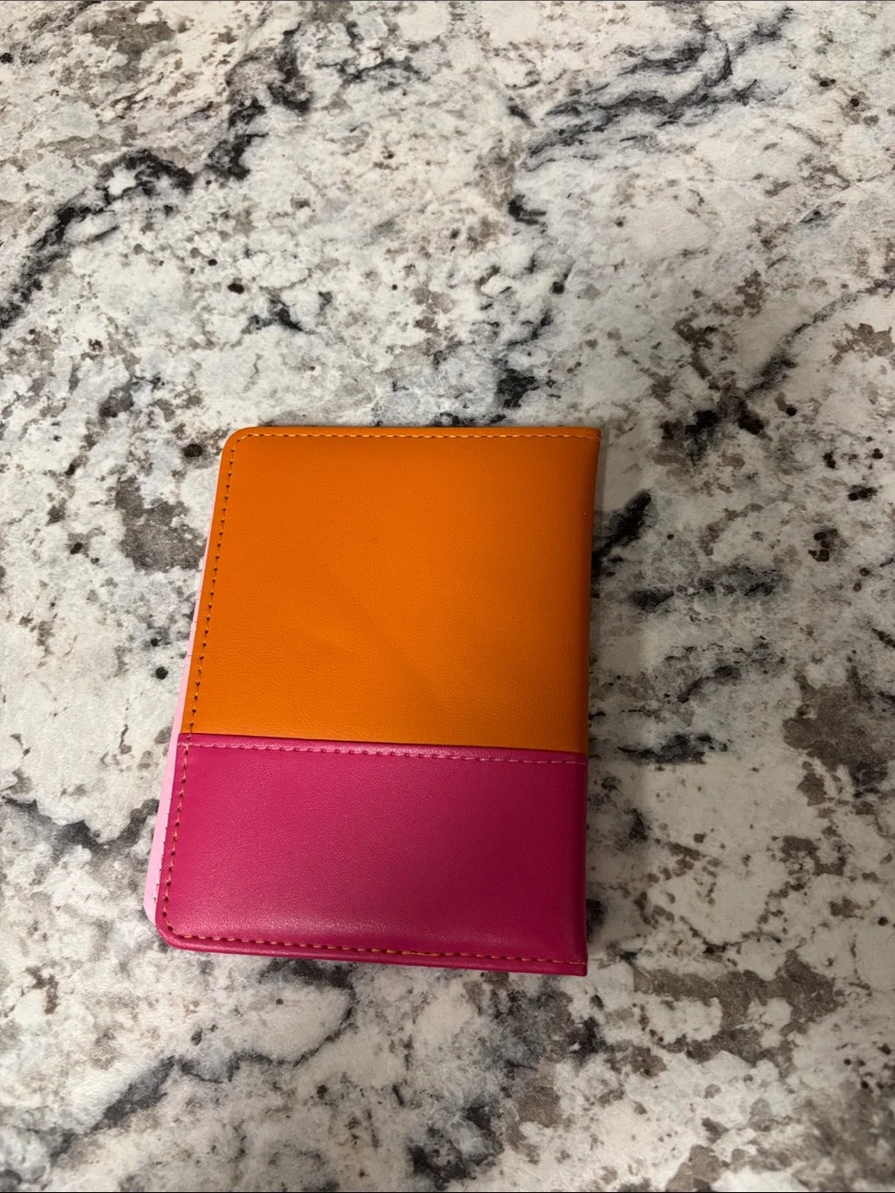 Orange and Pink Leatherette Passport Holder